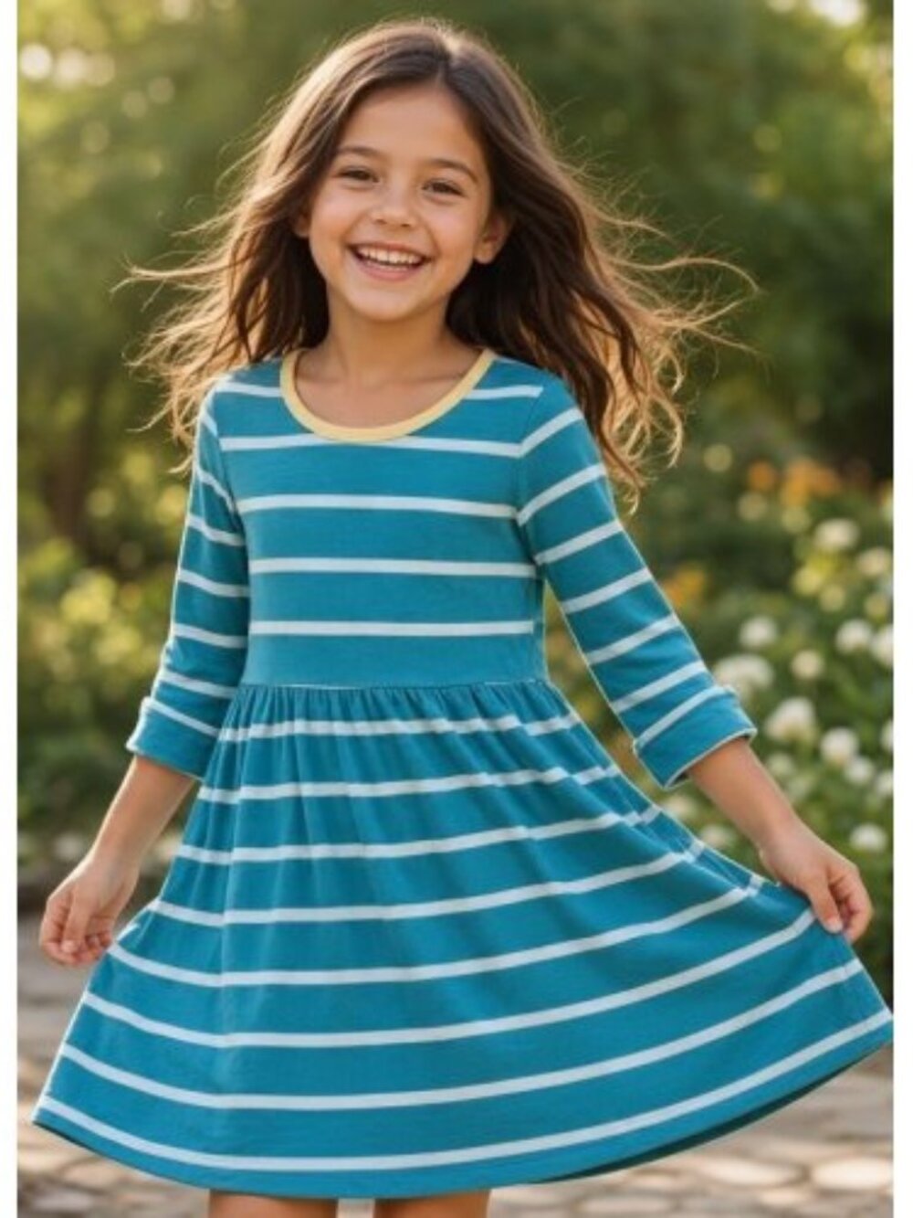 CIRCO Blue Striped Tee Shirt Dress Girls 6 6X